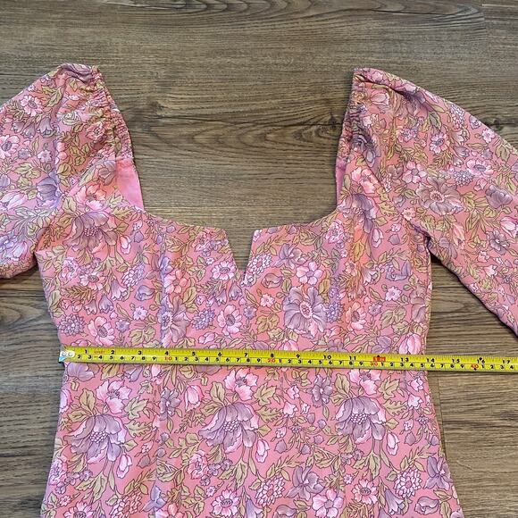 Likely Women's size 4 Pink Lyssa Floral Ruffle Long Sleeve Mini Dress Spring - Picture 9 of 10